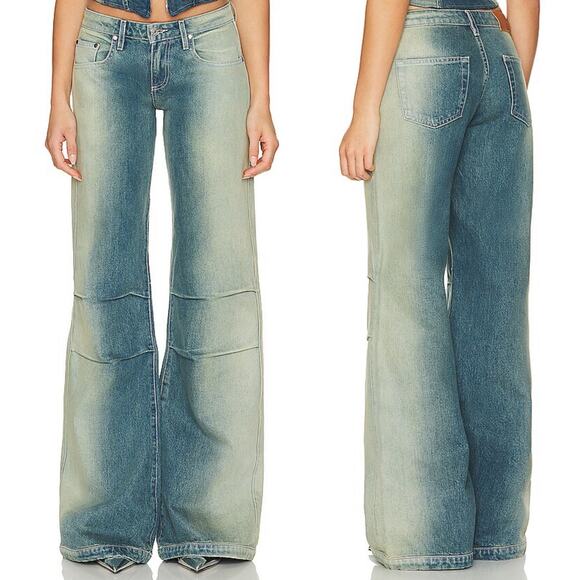 EB Denim Loon Wide Leg Jeans Women’s Size 28 Olio Spray Wash 100% Cotton - Picture 1 of 6